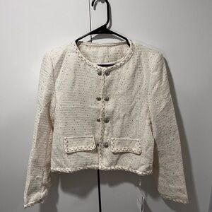 Elegant Cream Tweed Women's Jacket
